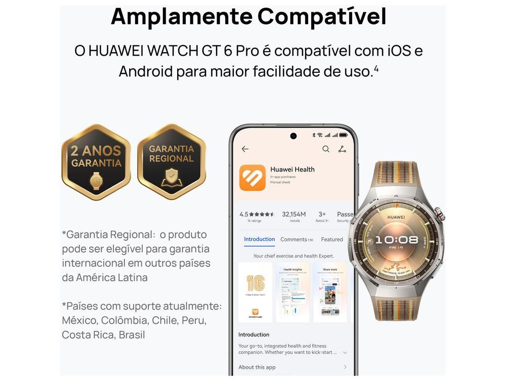 Smartwatch Huawei Watch GT 6 Pro 46mm Prata 64GB Bluetooth - 2