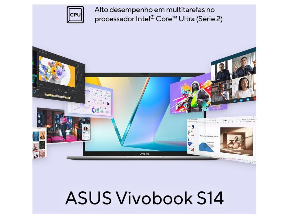 Notebook ASUS Vivobook S14 Intel Core Ultra 5 com IA Integrada 225H 16GB RAM 512SSD 14" Windows 11 - 6