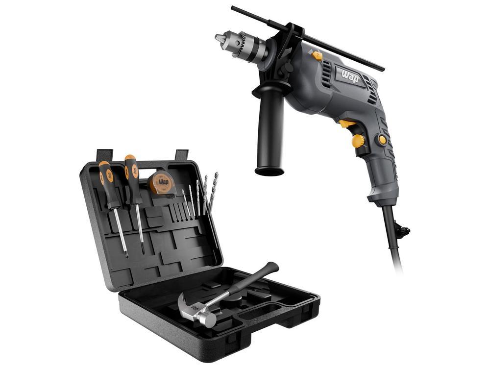 Furadeira e Parafusadeira de Impacto Wap 700W com Maleta 14 Peças WF 700K10 - 1