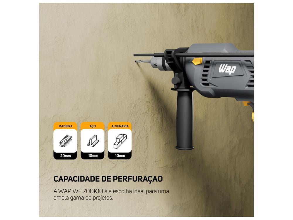 Furadeira e Parafusadeira de Impacto Wap 700W com Maleta 14 Peças WF 700K10 - 8