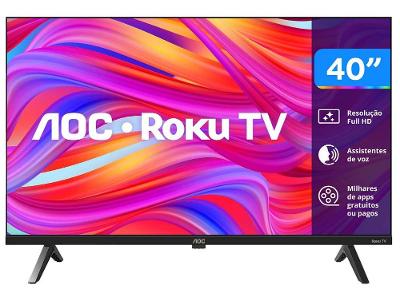 Smart TV 40" AOC Full HD DLED Série 5045 40S5045/78G Roku TV 2024