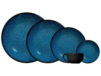 Aparelho de Jantar e Chá 20 Peças Alleanza Cerâmica Redondo Cerâmica Azul e Preto Albânia