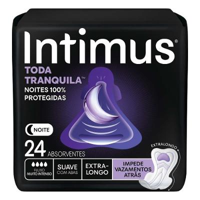 Absorvente Noturno Intimus Toda Tranquila Textura Suave Extralongo Com abas 24 unidades