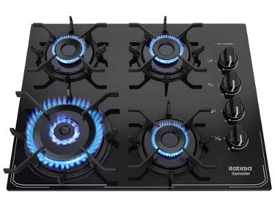 Cooktop 4 Bocas a Gás GLP Itatiaia Preto Itamaster Trempe Ferro Fundido