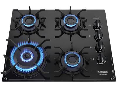 Cooktop 4 Bocas a Gás GLP Itatiaia Preto Itamaster Trempe Ferro Fundido