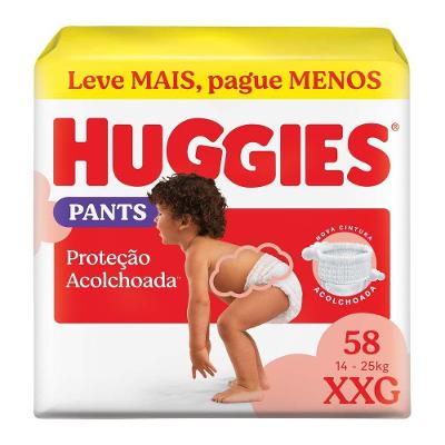 Fralda Huggies Proteção Acolchoada XXG 14 a 25kg 58 unidades