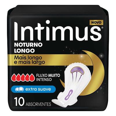 Absorvente Intimus Noturno Longo Textura Extra Suave com Abas 10 Unidades