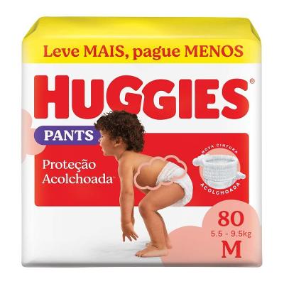 Fralda Huggies Proteção Acolchoada M 5,5 a 9,5kg 80 Unidades