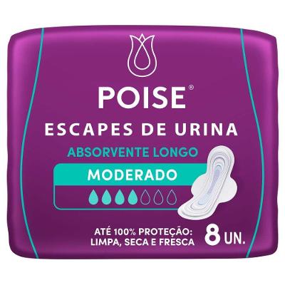 Absorvente para Escapes de Urina Poise Longo com Abas 8 Unidades