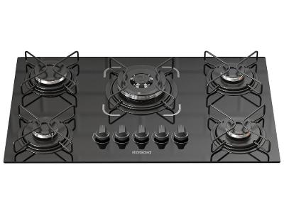 Cooktop 5 Bocas a Gás GLP Itatiaia Tripla Chama Preto Essencial