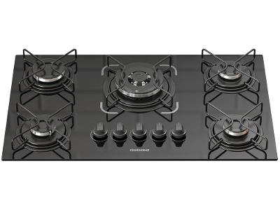 Cooktop 5 Bocas a Gás GLP Itatiaia Tripla Chama Preto Essencial