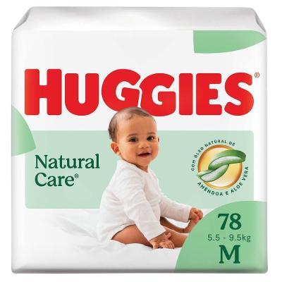 Fralda Huggies Natural Care M 5,5 a 9,5kg 78 unidades
