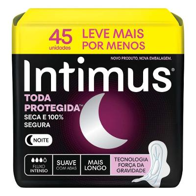 Absorvente Noturno Intimus Toda Protegida Textura Suave Com abas 45 unidades