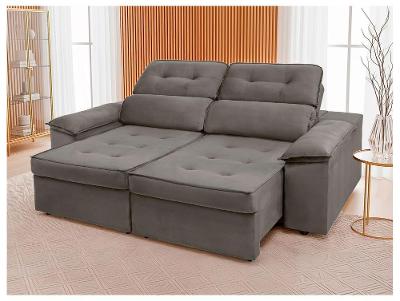 Sofá 3 Lugares Retrátil Reclinável Veludo Kratos SMP