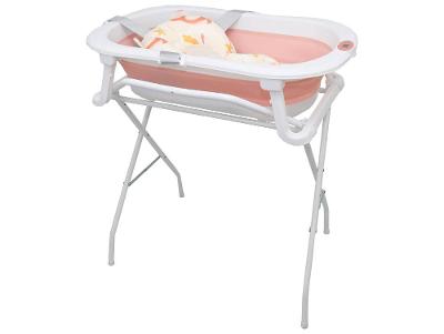 Banheira de Bebê com Suporte Dobrável Premium Baby Bubbly Rosa 35L
