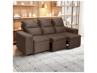 Sofá 3 Lugares Retrátil Reclinável Veludo Berlim SMP