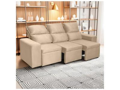 Sofá 3 Lugares Retrátil Reclinável Veludo Berlim SMP