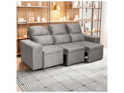 Sofá 3 Lugares Retrátil Reclinável Veludo Berlim SMP