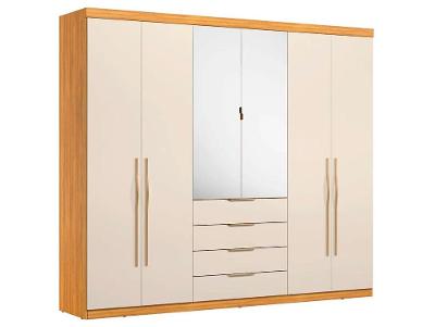 Guarda-roupa Casal com Espelho  4 Gavetas 6 Portas Demóbile Giardino