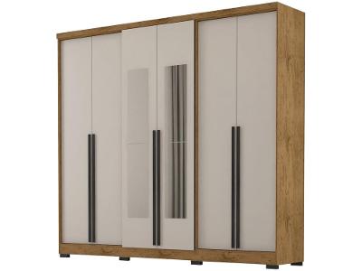 Guarda-roupa Casal com Espelho 4 Gavetas 6 Portas Araplac Lagos