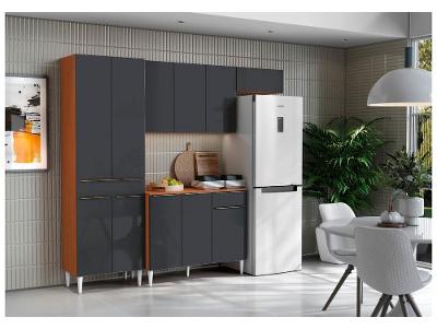 Cozinha Compacta Aramóveis Prime com Balcão 8 Portas 1 Gaveta