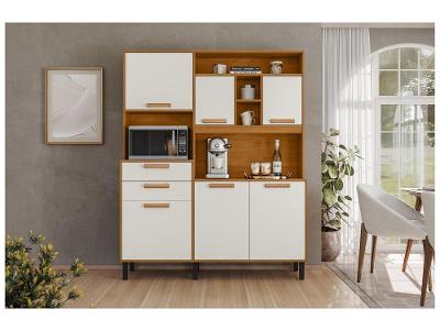 Cozinha Modulada Itatiaia Nápoles Com Balcão 6 Portas 2 Gavetas Nicho para Micro-ondas