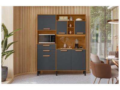 Cozinha Modulada Itatiaia Nápoles Com Balcão 6 Portas 2 Gavetas Nicho para Micro-ondas