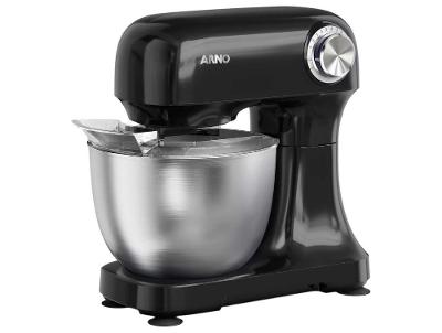 Batedeira Planetária Arno Inox e Preta 500W 12 Velocidades Tigela Inox 3,5L Bake Easy KM10 com 3 Batedores