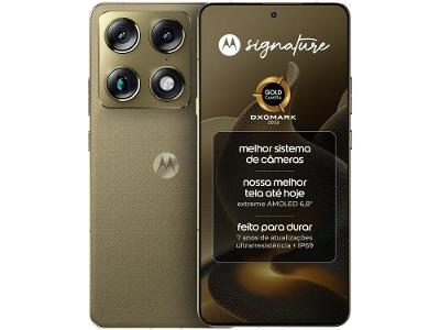 Smartphone Motorola Signature 5G 512GB 24GB (12GB RAM + 12GB RAM Boost) 3 Câmeras 50MP Sony Lytia e Zoom 100x Tela 1.5K Extreme Amoled 165Hz