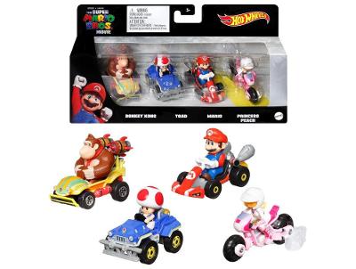 Kit com 4 Carros Surpresa Hot Wheels Mario Kart Mattel