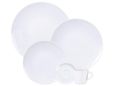 Aparelho de Jantar e chá 20 Peças Tramontina Redondo Porcelana Branco Leonora
