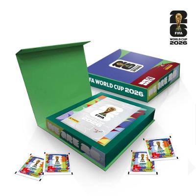 Box Premium Álbum de Figurinhas Capa Dura Prata Copa do Mundo FIFA 2026 EUA com 50 Pacotes de Figurinhas Panini