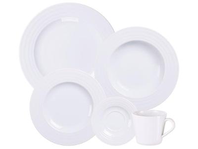 Aparelho de Jantar e Chá 20 Peças Tramontina Redondo Porcelana Branco Vibrare