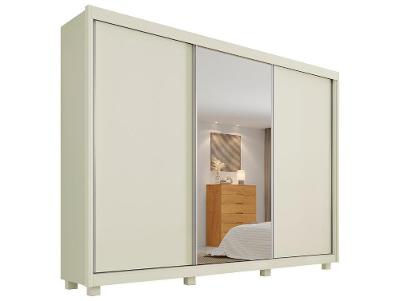 Guarda-roupa Casal com Espelho 4 Gavetas 3 Portas de Correr Mademarques Napoli