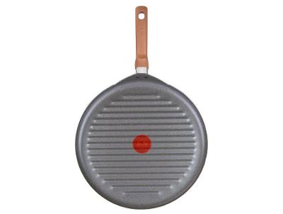 Frigideira Grill Antiaderente Rochedo de Alumínio Ondulada Natural Stone Cinza Claro 30cm