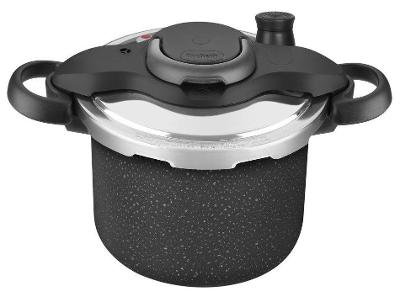 Panela de Pressão Rochedo 4,5L Antiaderente Preto e Cinza Stone Pro Clipso