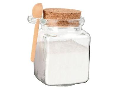 Pote de Vidro Hauskraft com Tampa Quadrado 260ml POTE242 com Colher