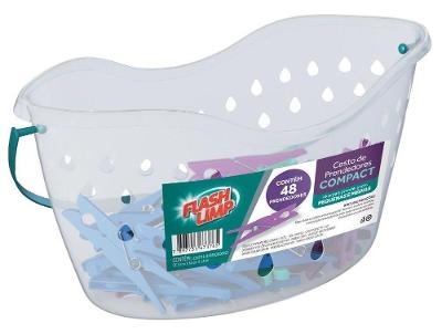 Cesto para Prendedor de Roupa Flash Limp Compact 49 Peças