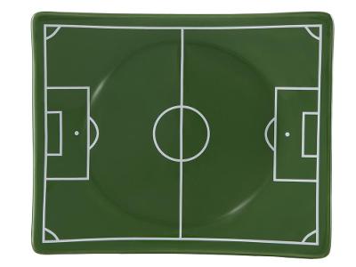 Prato Raso de Cerâmica Verde e Branco Retangular Scalla Cerâmica Futebol