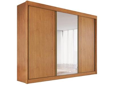 Guarda-roupa Casal com Espelho e Sapateiro 8 Gavetas 3 Portas de Correr Conquista Móveis Prime Chicago