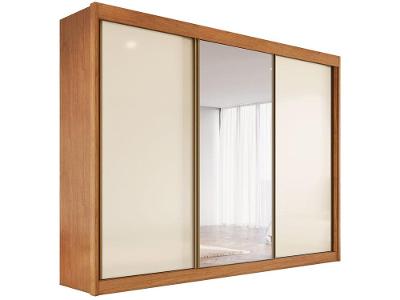 Guarda-roupa Casal com Espelho 8 Gavetas 3 Portas de Correr Conquista Móveis Prime Chicago