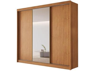 Guarda-roupa Casal com Espelho e Sapateiro 6 Gavetas 3 Portas de Correr Conquista Móveis Prime Siena
