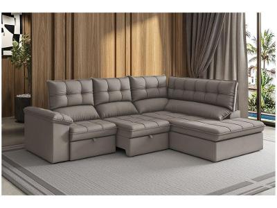 Sofá de Canto 5 Lugares Retrátil Reclinável Slim Molas Ensacadas Milano BestHouse Sofás