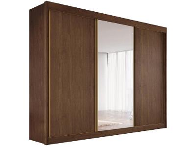 Guarda-roupa Casal com Espelho e Sapateiro 8 Gavetas 3 Portas de Correr Conquista Móveis Prime Chicago
