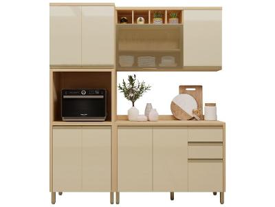 Cozinha Modulada Luciane Siena com Balcão Nicho para Micro-ondas 9 Portas 2 Gavetas