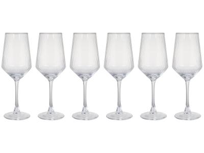 Jogo de Taças de Vidro Transparente 500ml 6 Peças Haus Concept Canelada