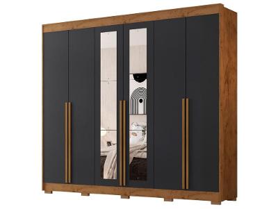 Guarda-roupa Casal com Espelho 6 Gavetas 6 Portas Araplac Biancca