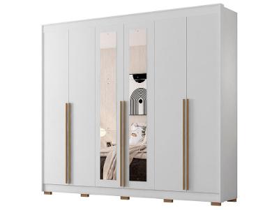 Guarda-roupa Casal com Espelho 6 Gavetas 6 Portas Araplac Biancca