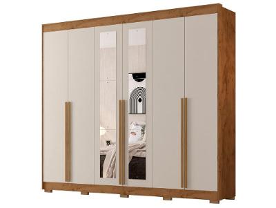 Guarda-roupa Casal com Espelho 6 Gavetas 6 Portas Araplac Biancca
