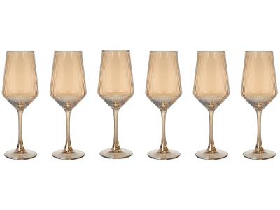 Jogo de Taças de Vidro Âmbar 500ml 6 Peças Haus Concept Canelada